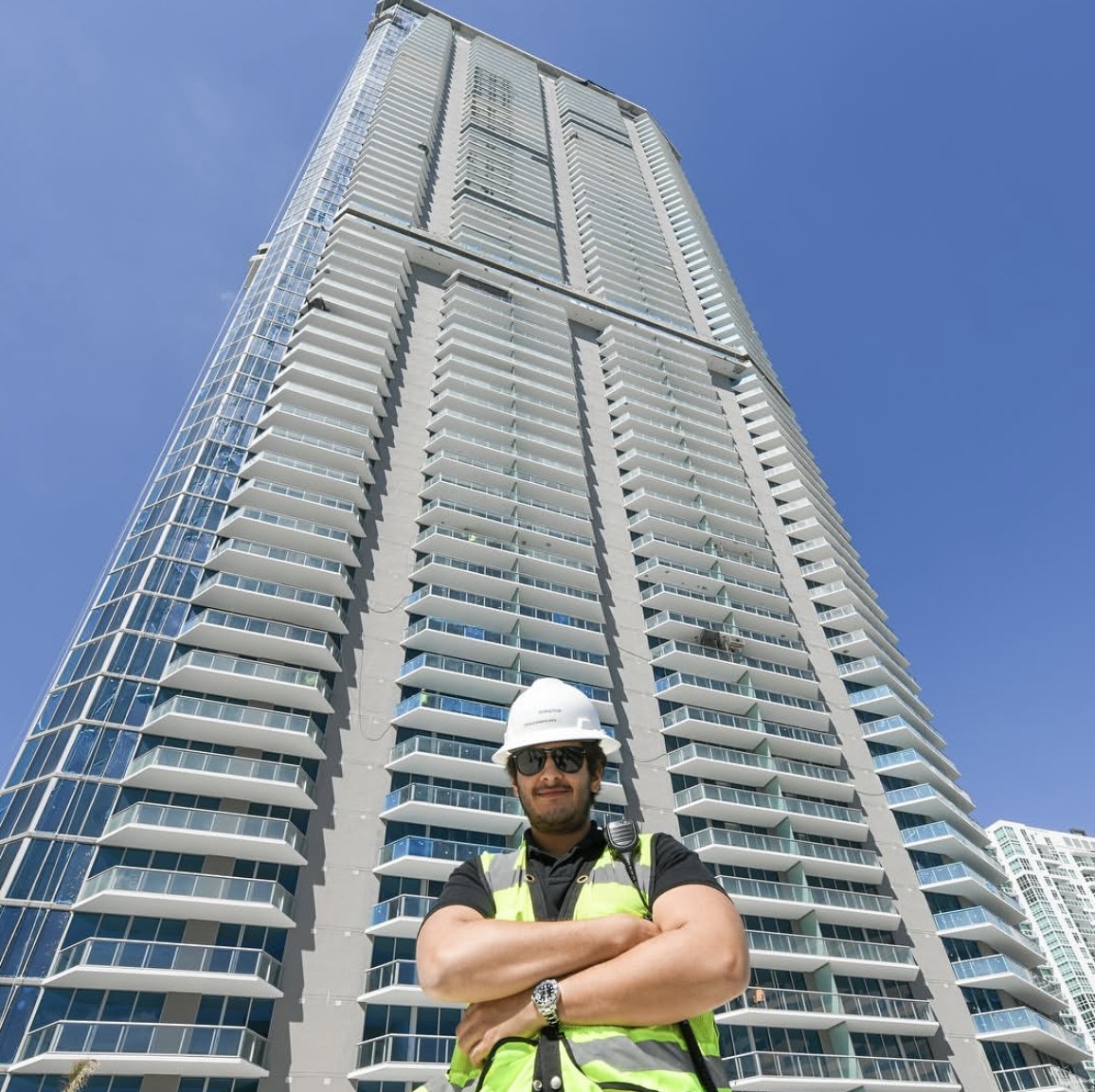 Ryan Santelises on site at Panorama Tower (Miami), serving as Project Engineer in a prior role
